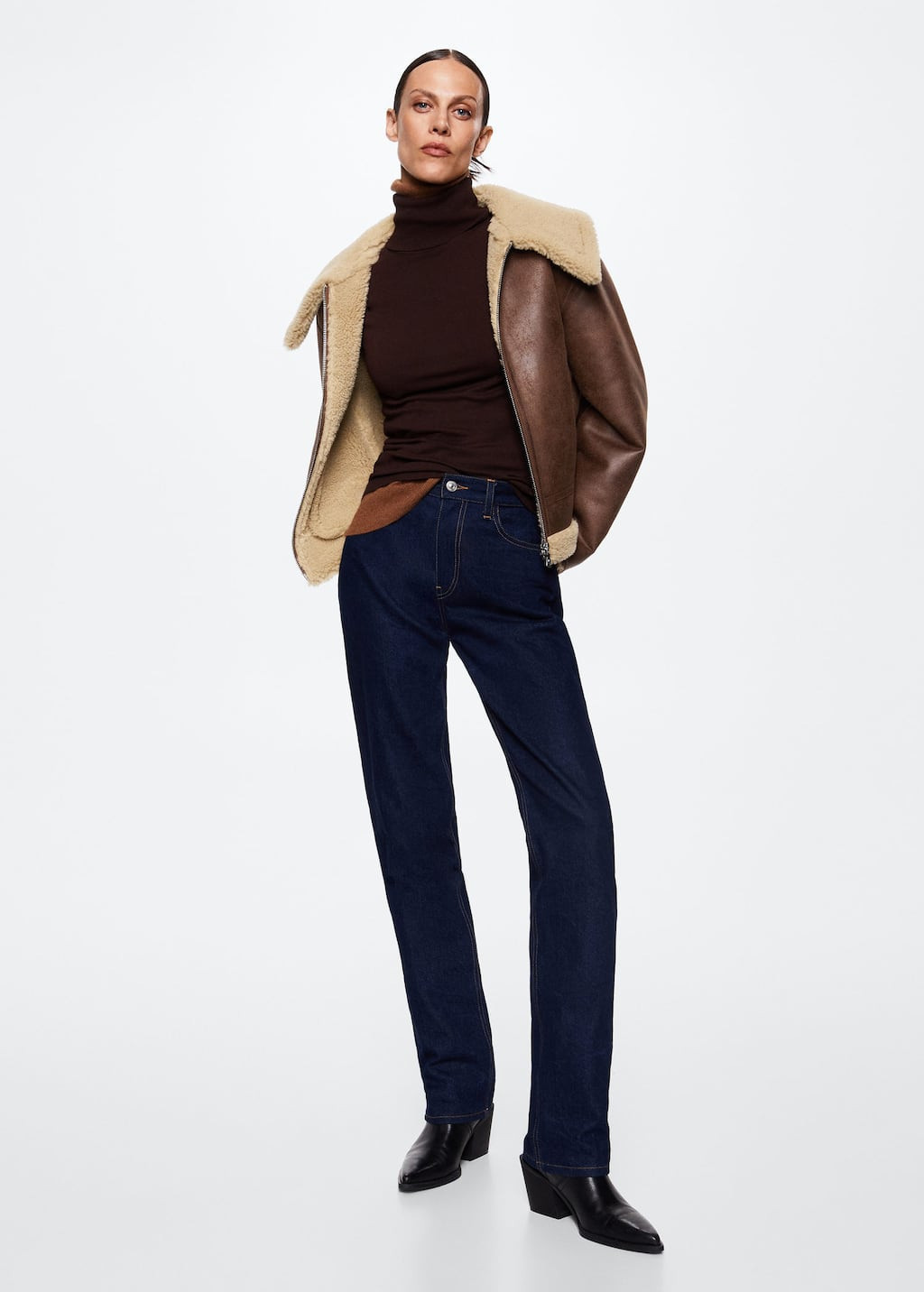 Shearling collar jacket | MANGO (US)