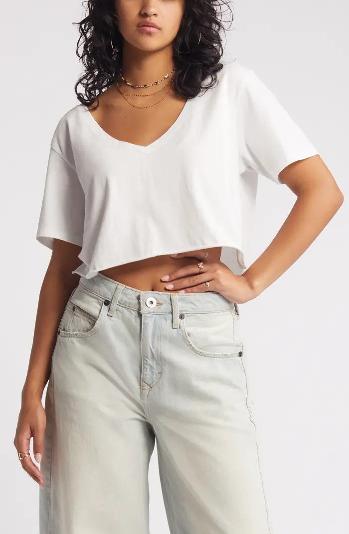 Washed V-Neck Crop T-Shirt | Nordstrom