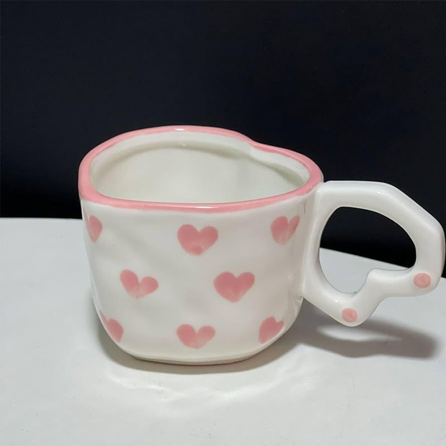 Creative Heart Shaped Mug, Fun Heart Handle Coffee Mug, Heart Shaped Porcelain Mugs - Each Holds ... | Amazon (US)