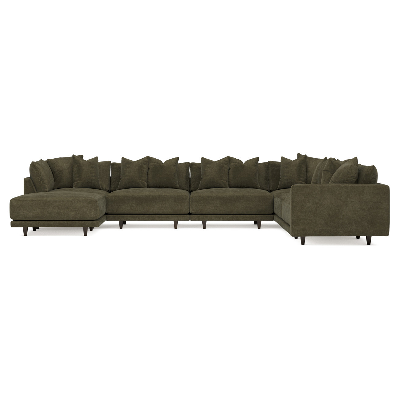Toulouse Tuscan Olive Modular 7-Piece Corner Sectional With Ottoman - Left End - 166 | Kathy Kuo Home