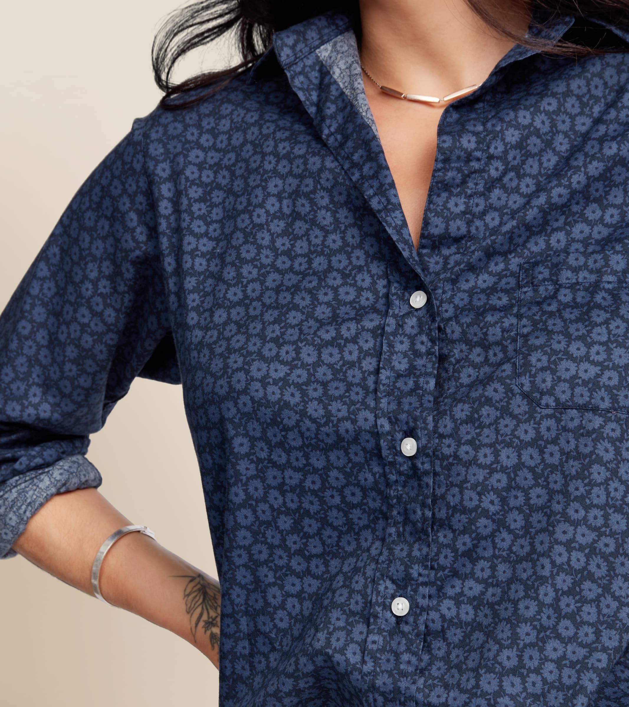 The Hero Navy with Blue Flowers, Cozy Cotton | Grayson