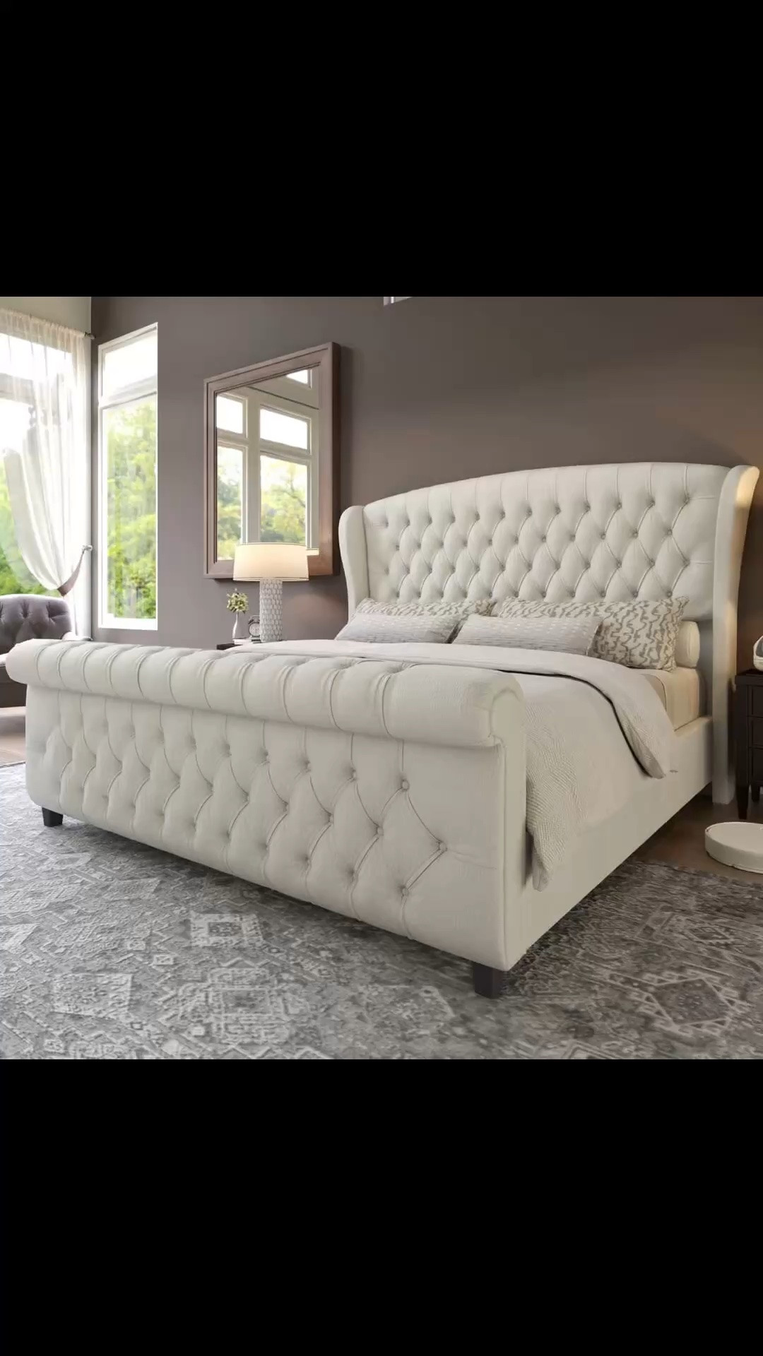 Dulane Chenille Upholstered Sleigh Queen Bed with Scroll Wingback Headboard, Cream

#LTKTall #LTKPlusSize #LTKSaleAlert