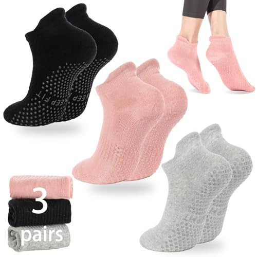 loudashuaiqi Yoga Accessories Pilates Socks Non Slip Barre Socks for Women (Grey/Black/Pink) | Amazon (US)