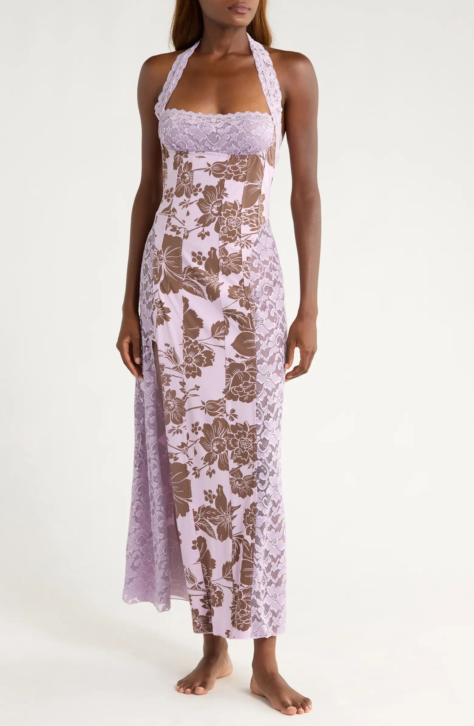 Love You Most Print Lace Halter Maxi Dress | Nordstrom