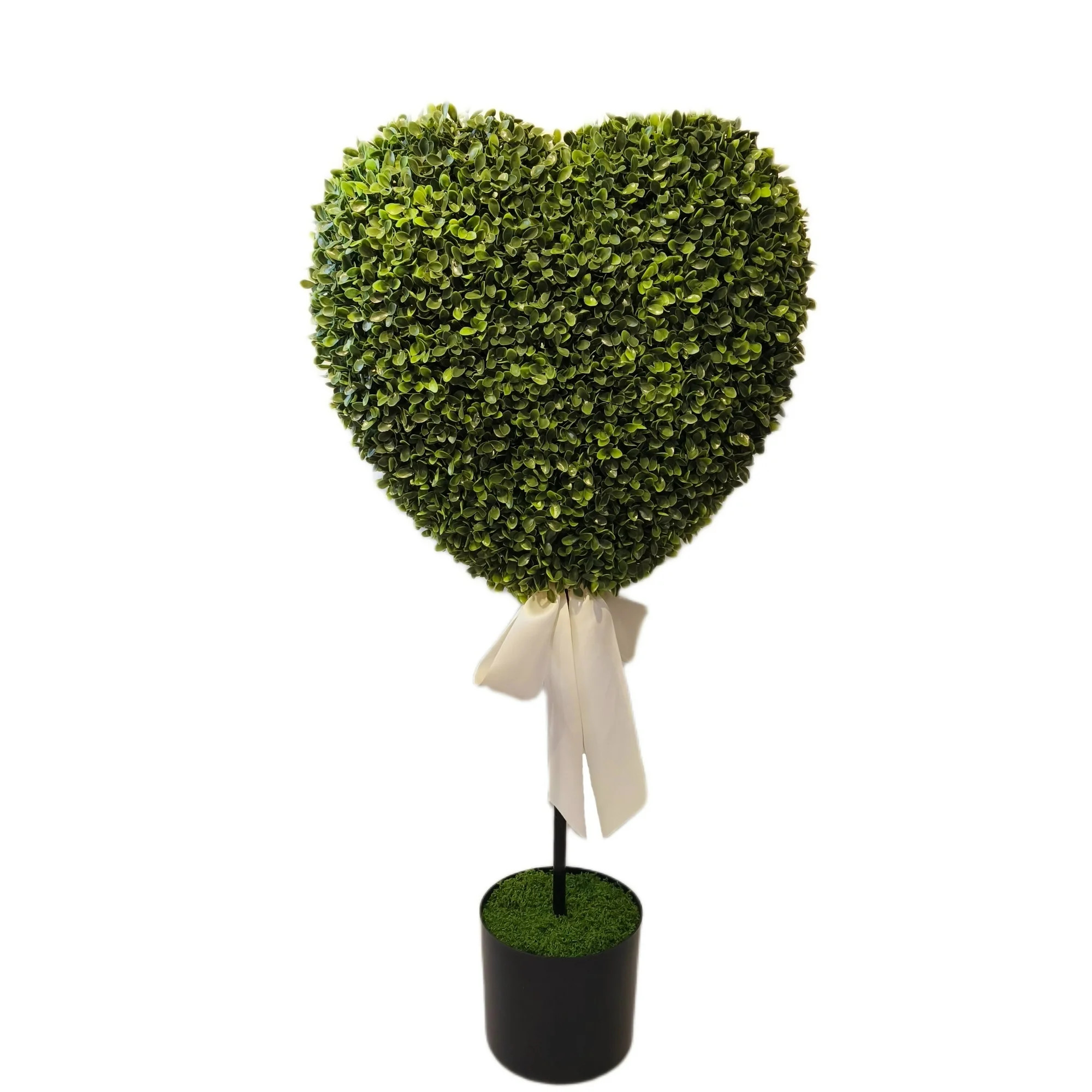 Boxwood Heart with Bow Topiary, Green and White, 32", Valentine's Day by My Texas House | Walmart (US)