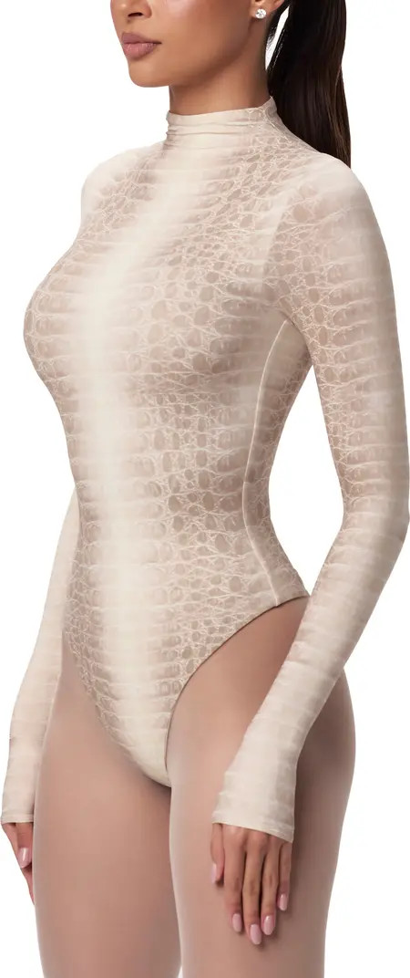 Naked Snakeskin Print Long Sleeve Bodysuit | Nordstrom