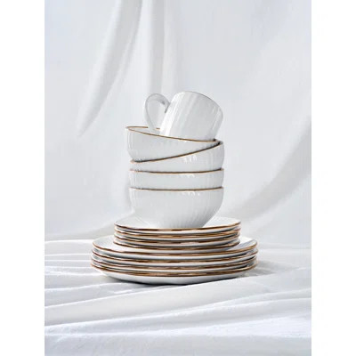 18 Piece Stoneware Dinnerware Set, Plates and Bowls Set for 6 | Wayfair North America