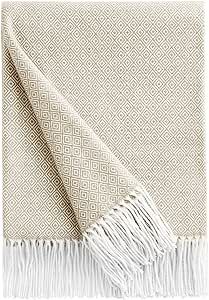 BOURINA Decorative Herringbone Faux Cashmere Fringe Throw Blanket Lightweight Soft Cozy Bed Sofa ... | Amazon (CA)