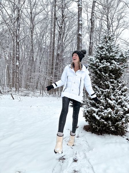 Snow day style!! White winter coat on sale at zulily paired with spanx faux leather leggings and Ugg waterproof weather boots!

#LTKsalealert #LTKSeasonal #LTKshoecrush