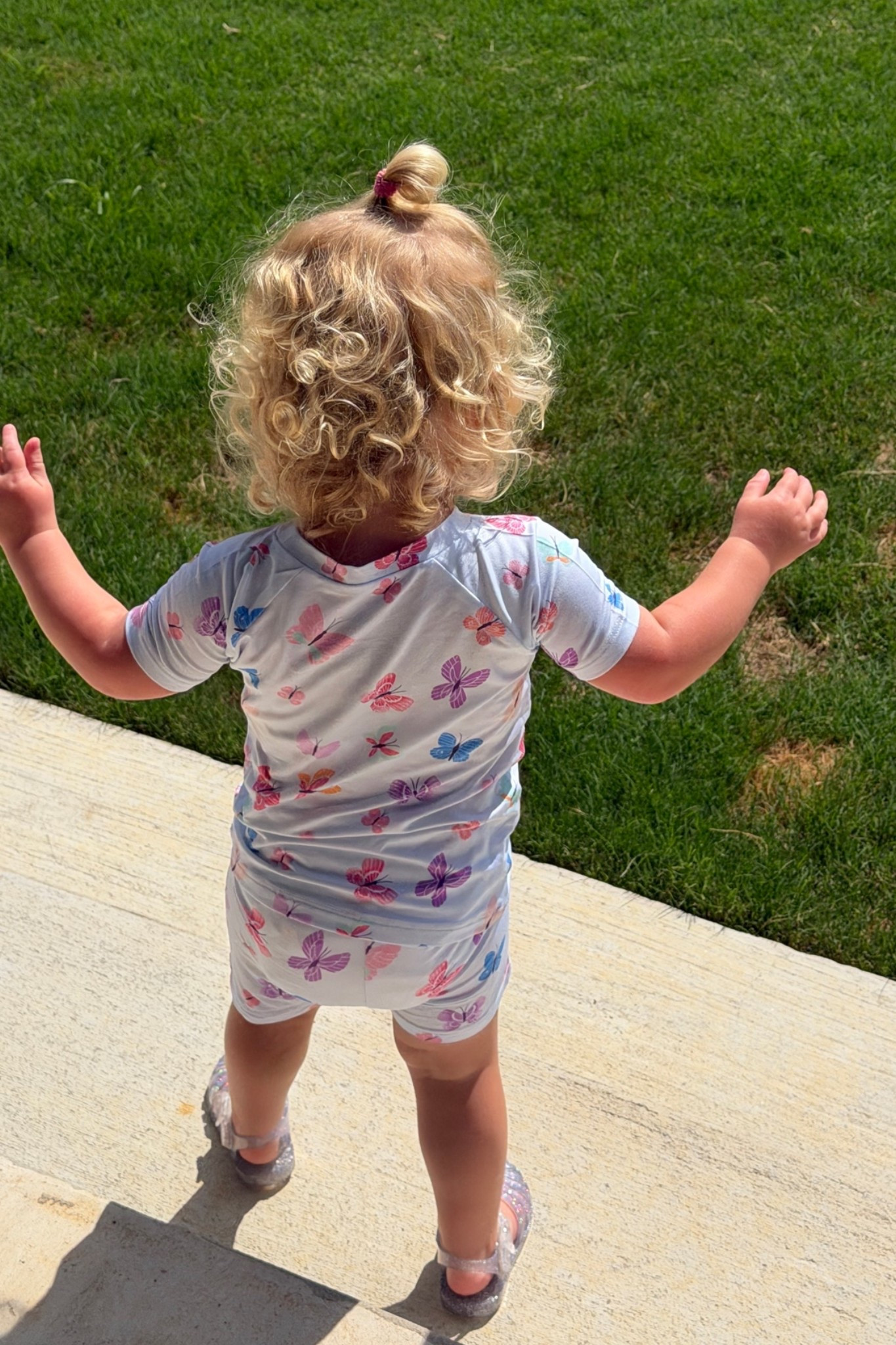 she was so excited to put on her @Tiny Jams 🦋