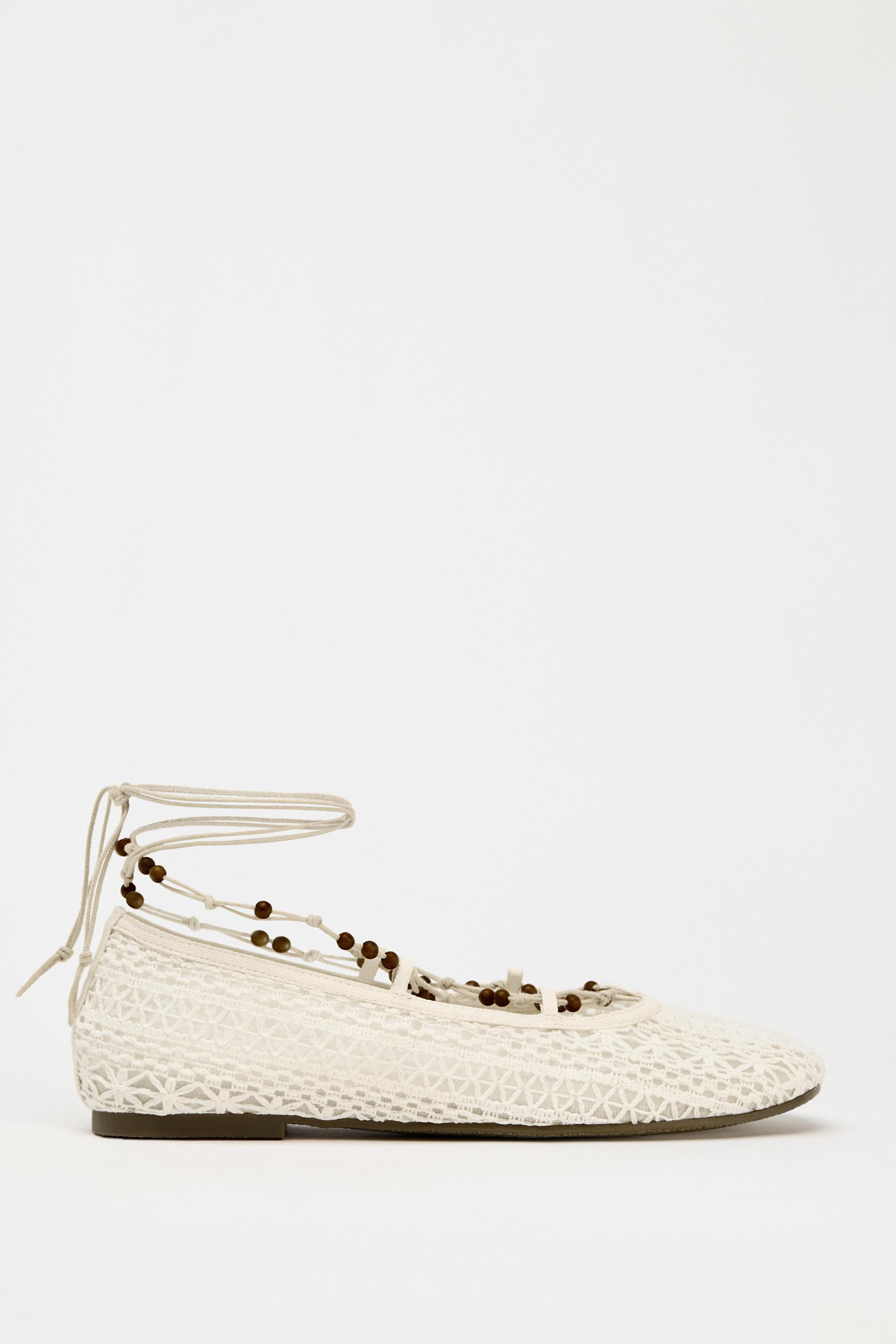 BEADED CROCHET BALLET FLATS | Zara US