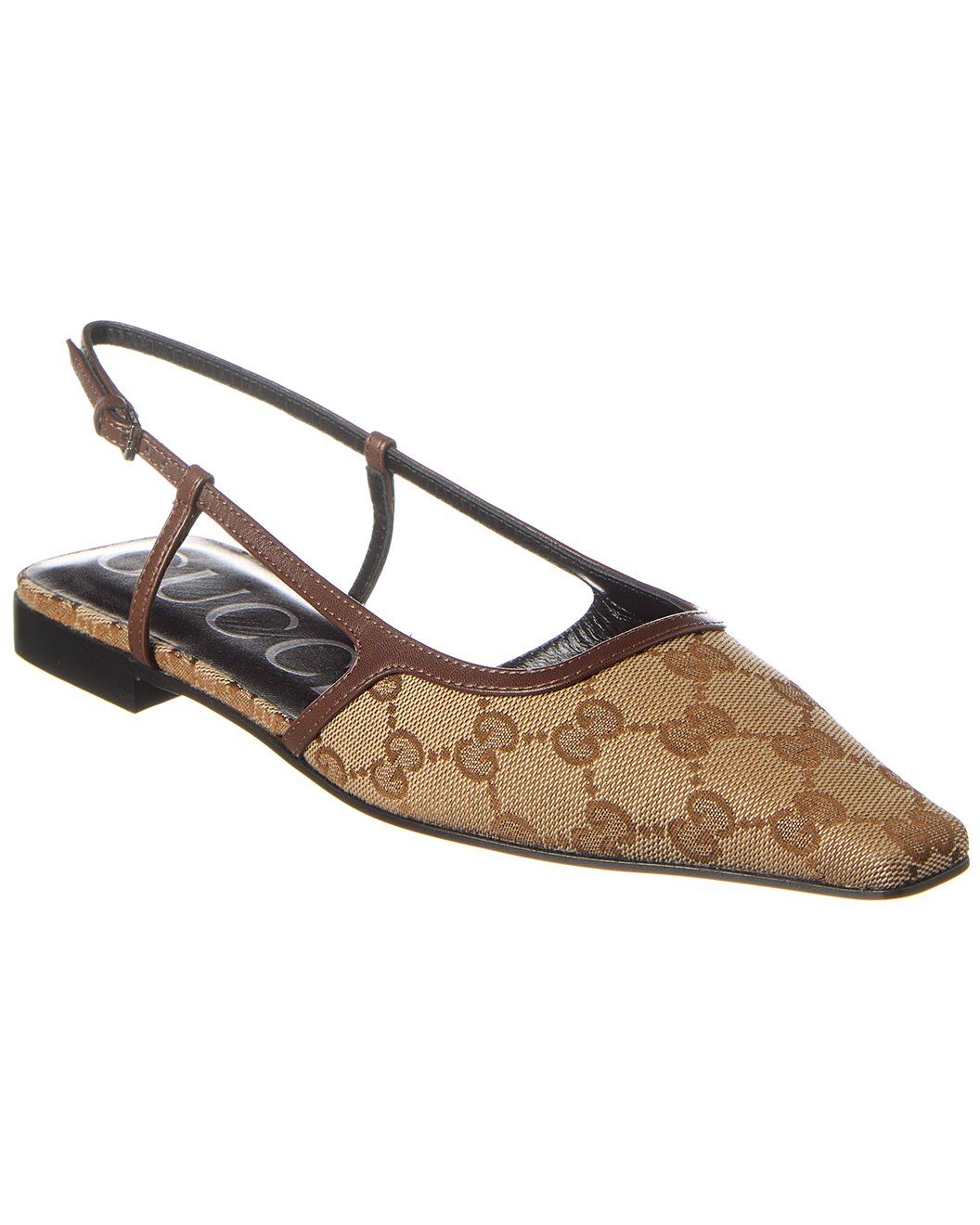 GG Canvas & Leather Slingback Flat | Gilt & Gilt City