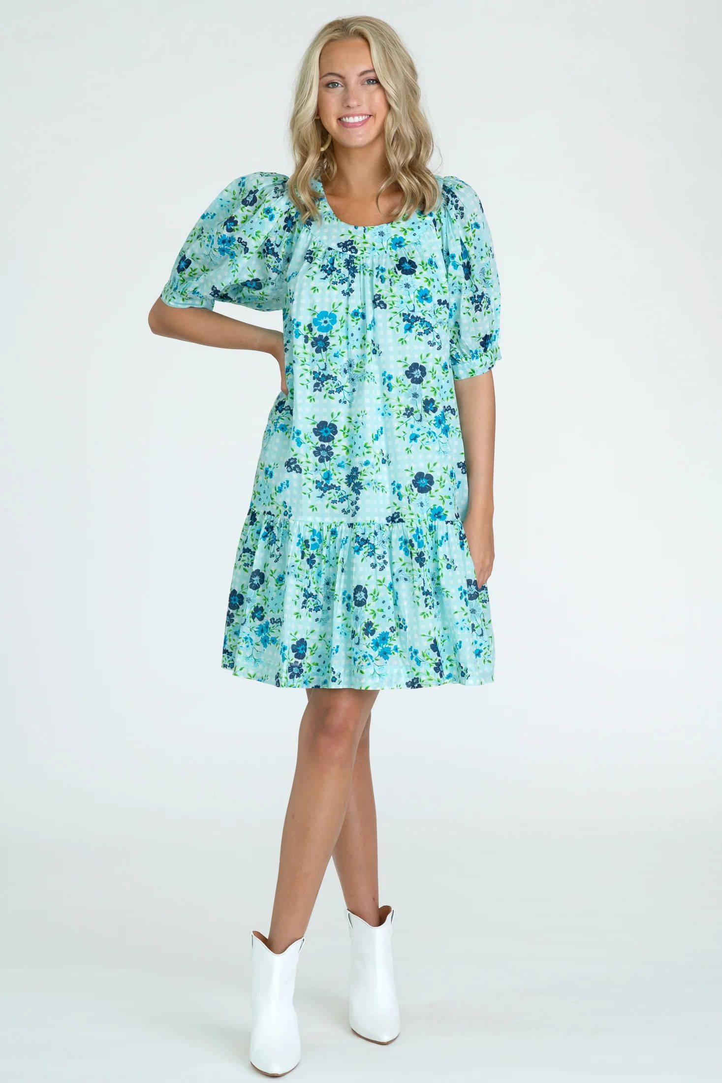 Anna Dress in English Garden Baby Blue | Olivia James The Label