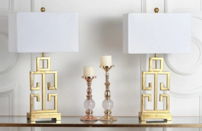 Gold Finished Greek Key Table Lamp (Set of 2) | Ashley Homestore