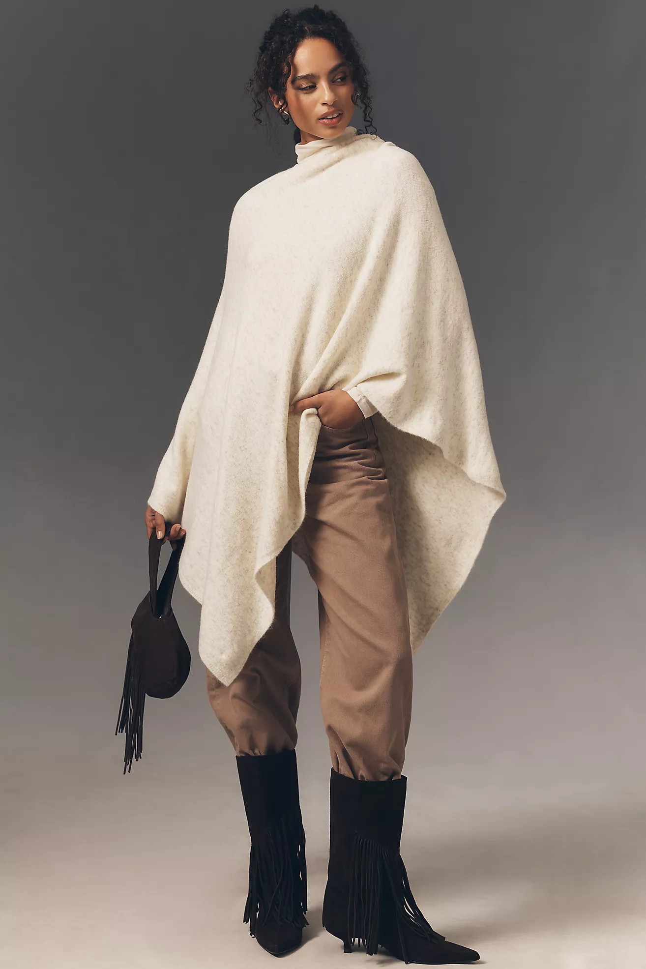 Flat White Lightweight Poncho Sweater | Anthropologie (US)