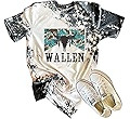 Retro Steer Skull Western T-Shirt Wallen Country Music Shirt Vintage Bleached Rodeo Casual Short ... | Amazon (US)