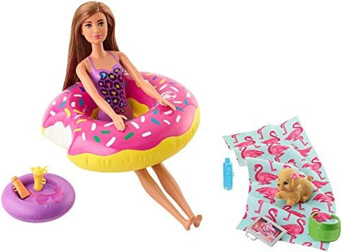 Barbie Outdoor Furniture Set with Donut Floatie (Really Floats), Water-Squirting Puppy Toy and 8 ... | Amazon (US)