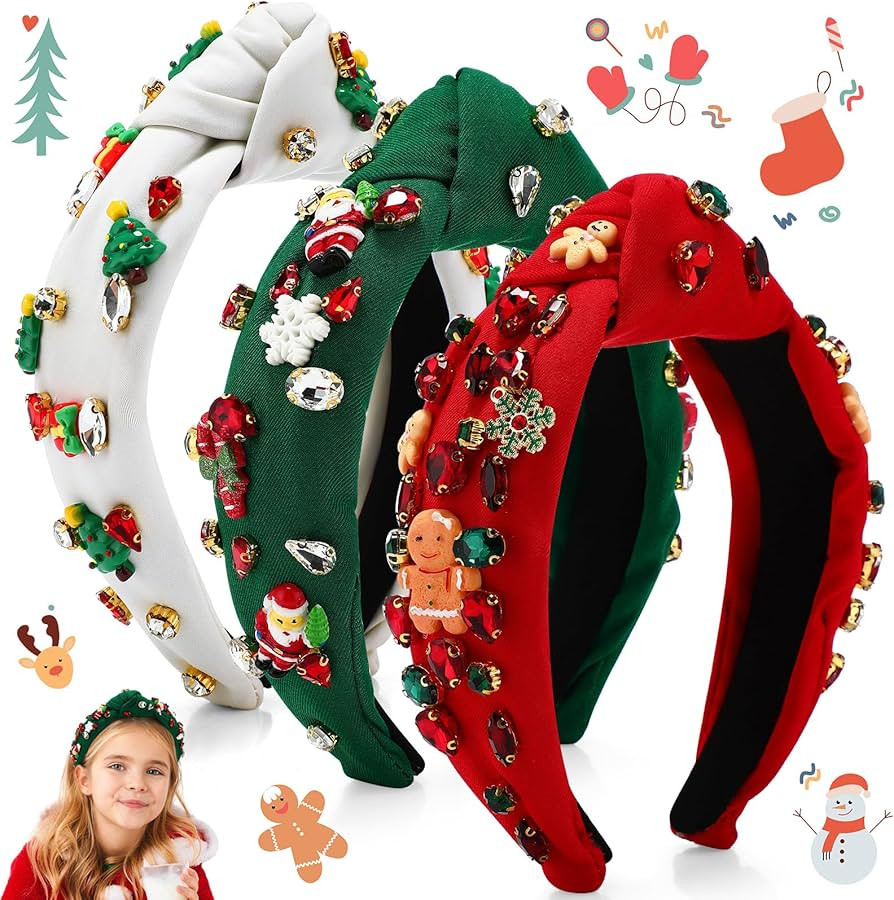Hoteam 3 Pcs Christmas Headbands for Women, Holiday Christmas Accessories Xmas Tree Bow Snowflake... | Amazon (US)