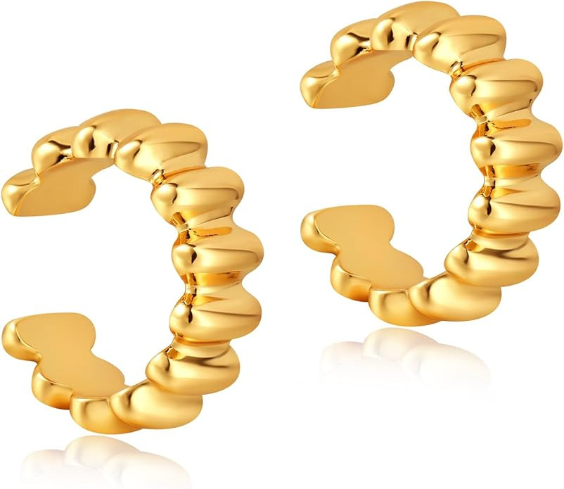 Mevecco Gold Ear Cuff Earring 18K Gold Plated Non Pierced Ear Cartilage Clip on Wrap Hoop Tiny Ch... | Amazon (US)