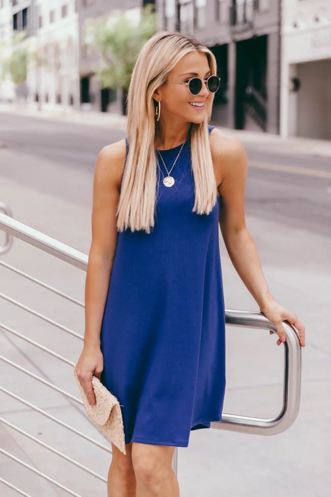 Unbreakable Love Blue Ribbed Tank Dress | Pink Lily