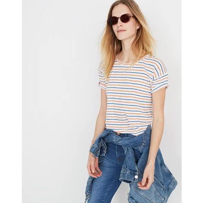 Whisper Cotton Crewneck Tee in Brion Stripe | Madewell