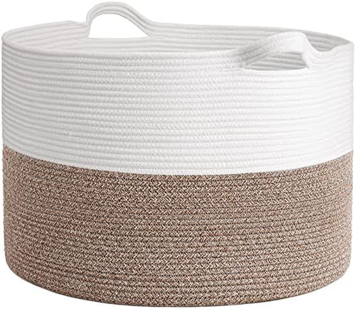 INDRESSME XXXLarge Cotton Rope Basket 21.7" x 21.7" x 13.8" Woven Baby Laundry Blanket Basket Toy... | Amazon (US)