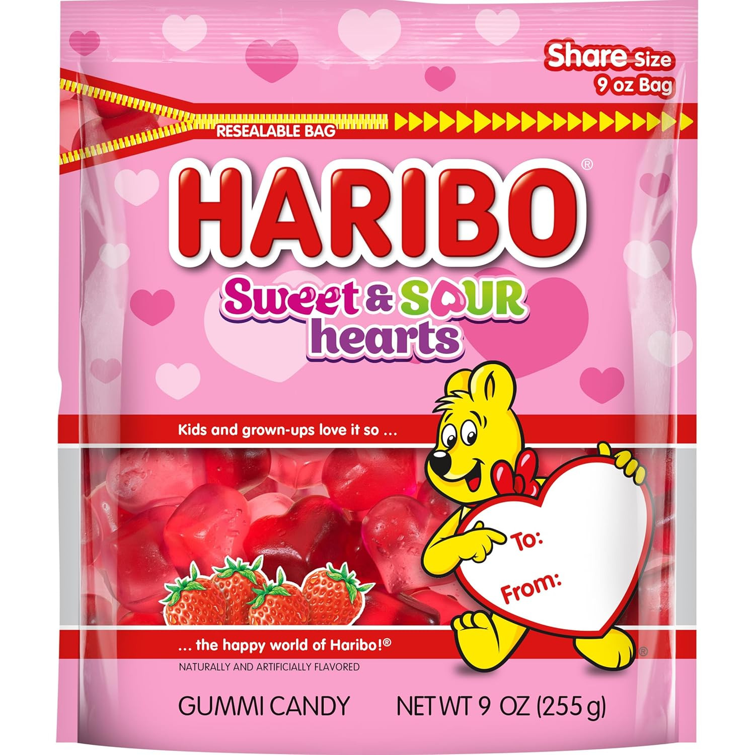 Haribo Gummi Candy | Valentine's Day Limited Edition | Sweet & Sour Hearts | Strawberry, 9 oz | Amazon (US)