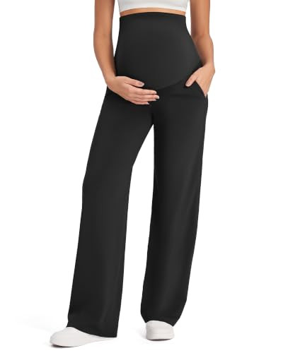 G4Free Maternity Pants for Work Pregnancy Clothes with Pockets,Black,L,Tall | Amazon (US)