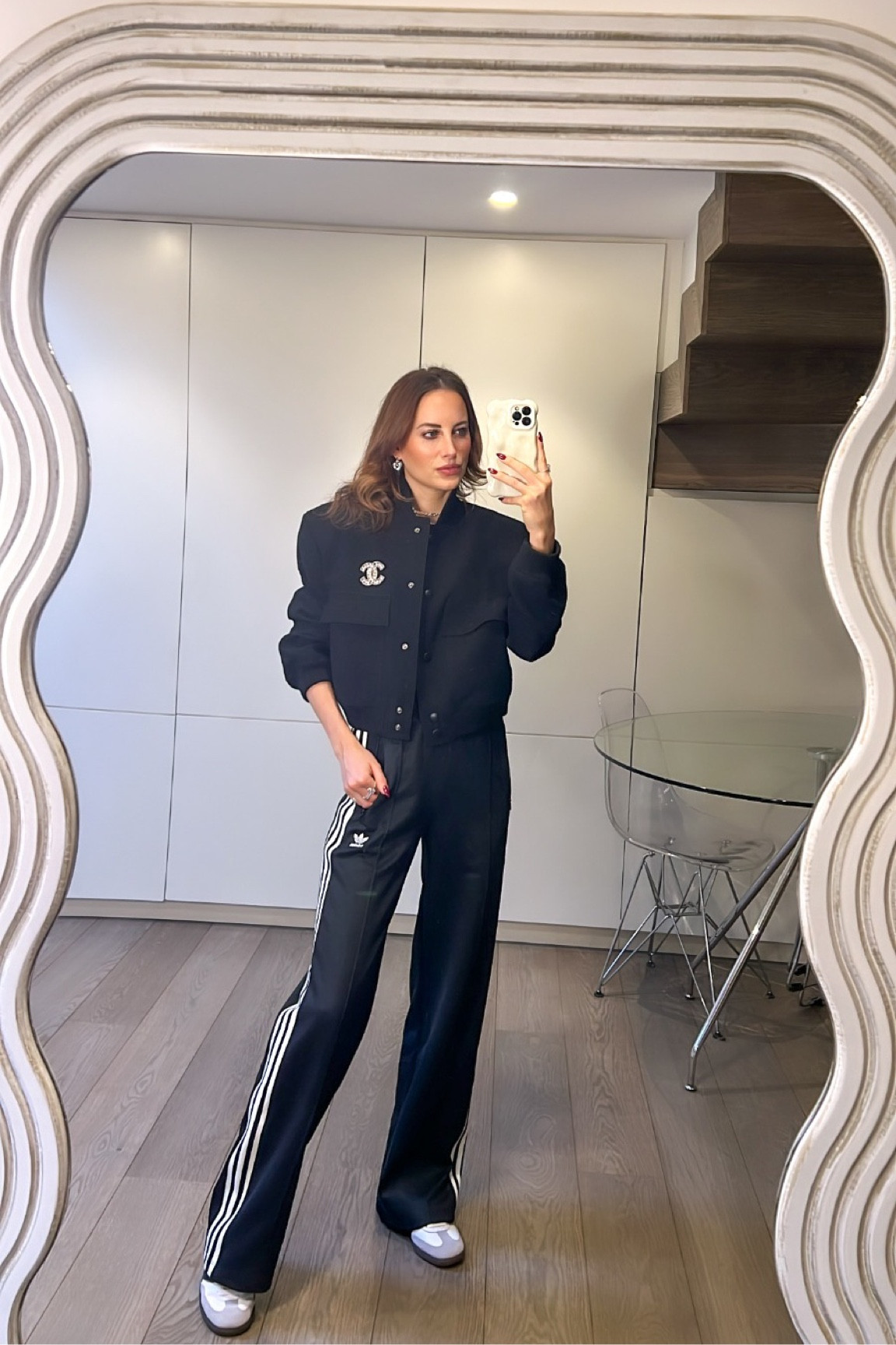 Adidas trousers, black jacket, black bomber jacket, Chanel, smart casual outfit, ootd

#LTKeurope #LTKstyletip #LTKSeasonal