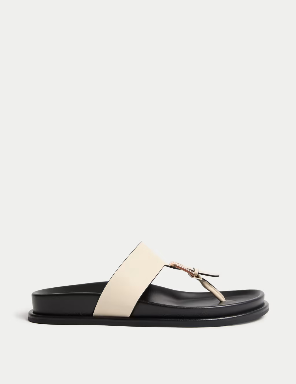 Leather Look Buckle Footbed Toe Thong Sandals | Marks & Spencer (UK)