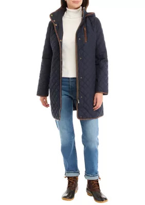 Lauren Ralph Lauren Women's Quilted Coat, Navy Blue, Large | Belk