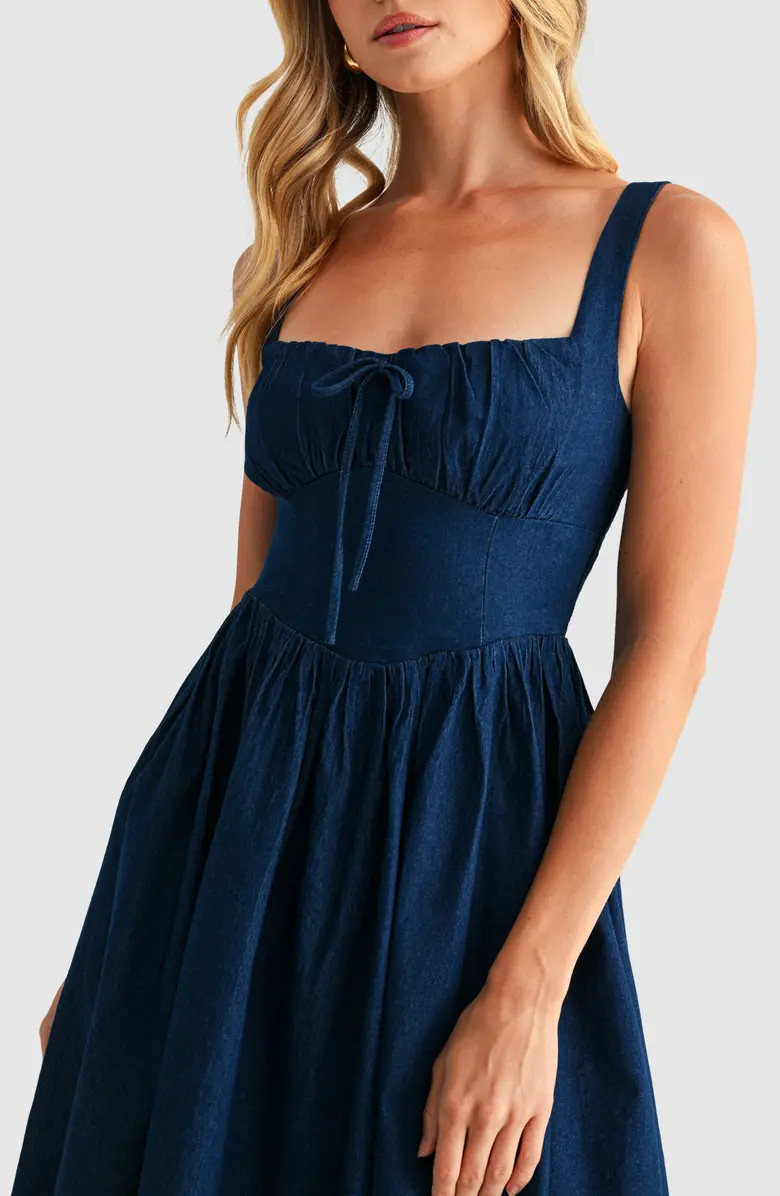 All in Favor Square Neck Denim Midi Dress | Nordstrom | Nordstrom