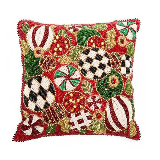 Jolly Ornaments Throw Pillow | MacKenzie-Childs
