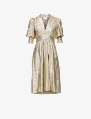 Roza metallic stretch-woven midi dress | Selfridges