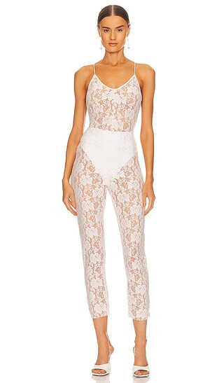 Low Back Fara Slip Jumpsuit in Ivory & Peony | Revolve Clothing (Global)