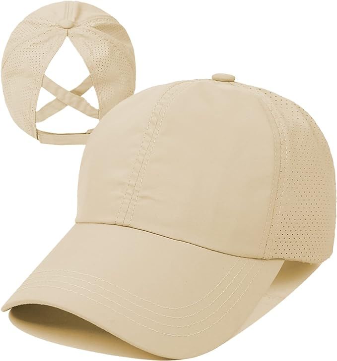 Baseball Cap Women Summer Mesh Sports Cap Criss Cross Ponytail Baseball Hat | Amazon (US)