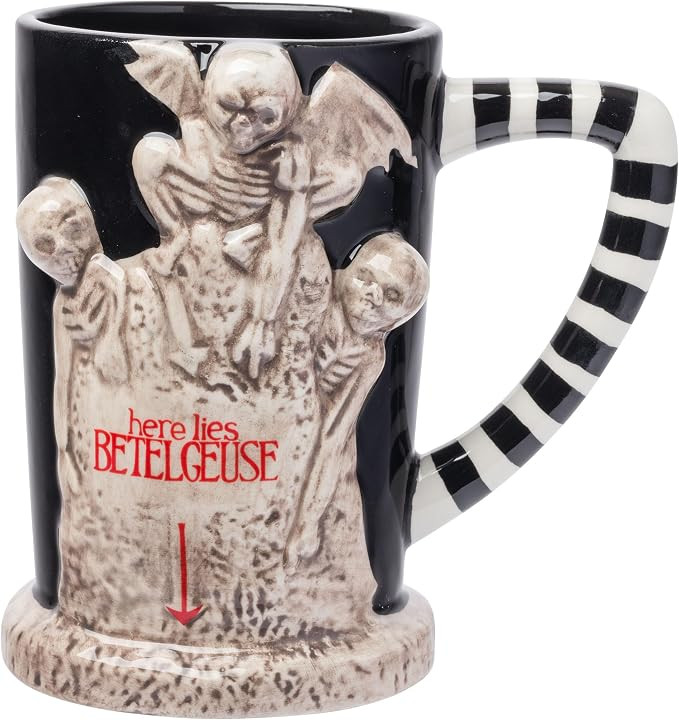 Silver Buffalo Beetlejuice Here Lies Grave, 3D Sculpted Mug, 20oz | Ceramic, 0.59 Liters | Amazon (US)