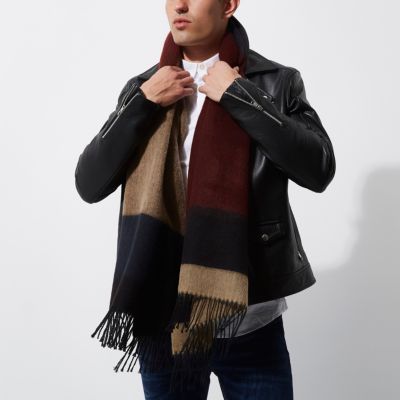 Grey and camel blocked blanket scarf | River Island (US)