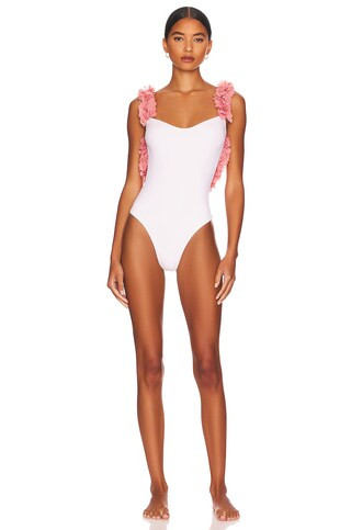 La Reveche Amira One Piece in White & Pink from Revolve.com | Revolve Clothing (Global)