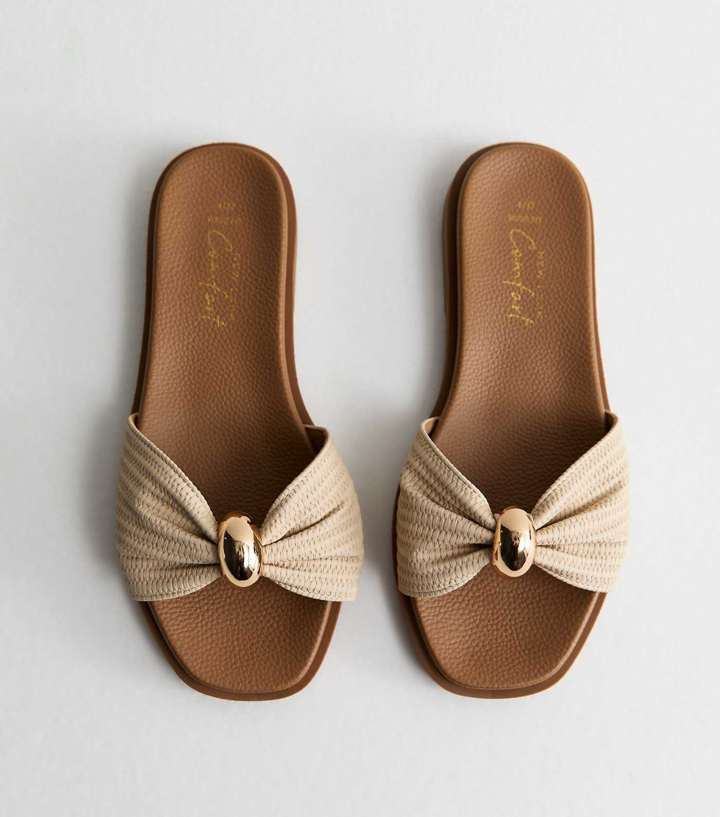 Wide Fit Cream Faux Leather Ring Mule Sandals | New Look | New Look (UK)
