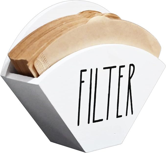 Coffee Filter Holder, Farmhouse Cone Filter Storage Organizer, Wood Coffee Filter Container Wall ... | Amazon (US)