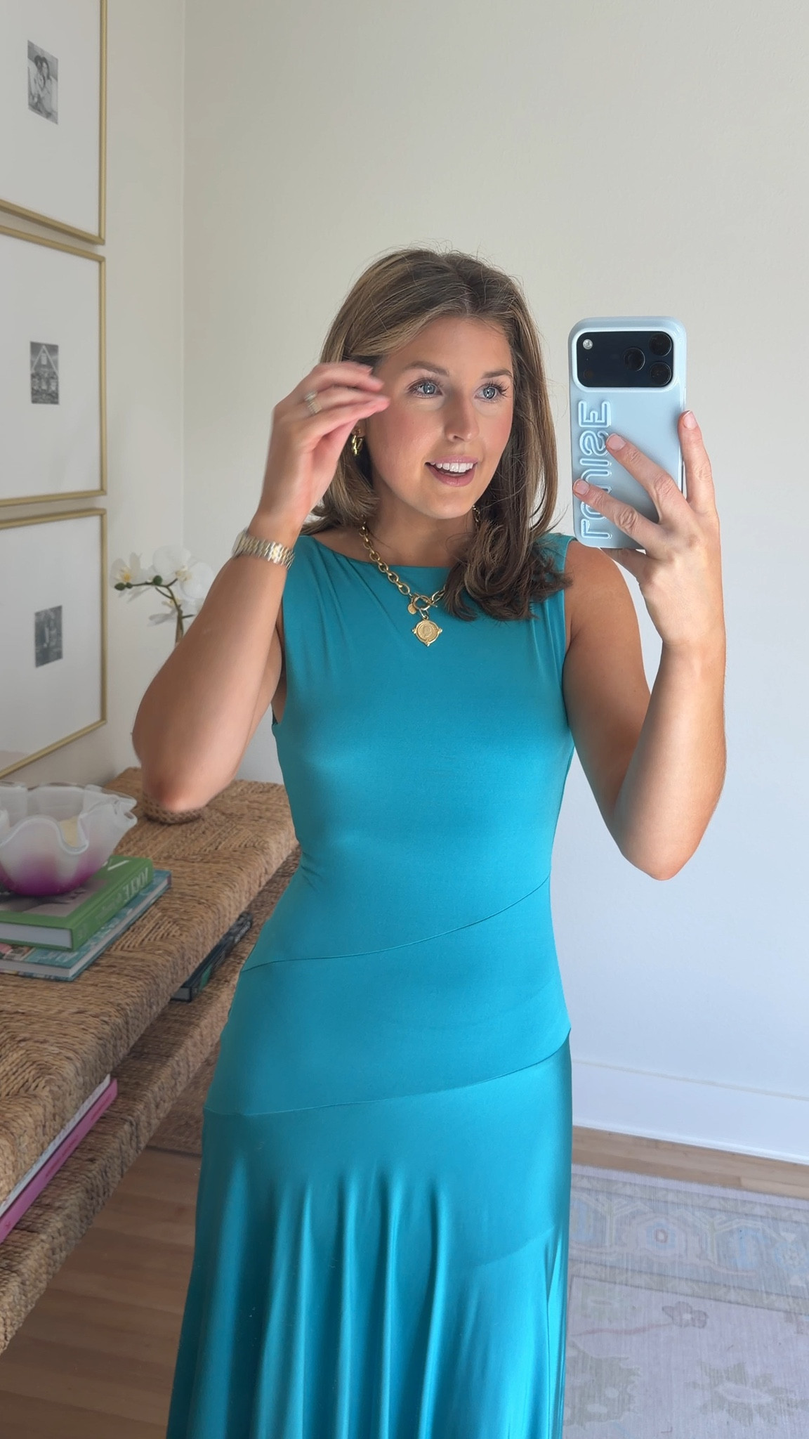 Blue wedding guest dress! Wearing a S. Code LOUISE20 valid through 6/28