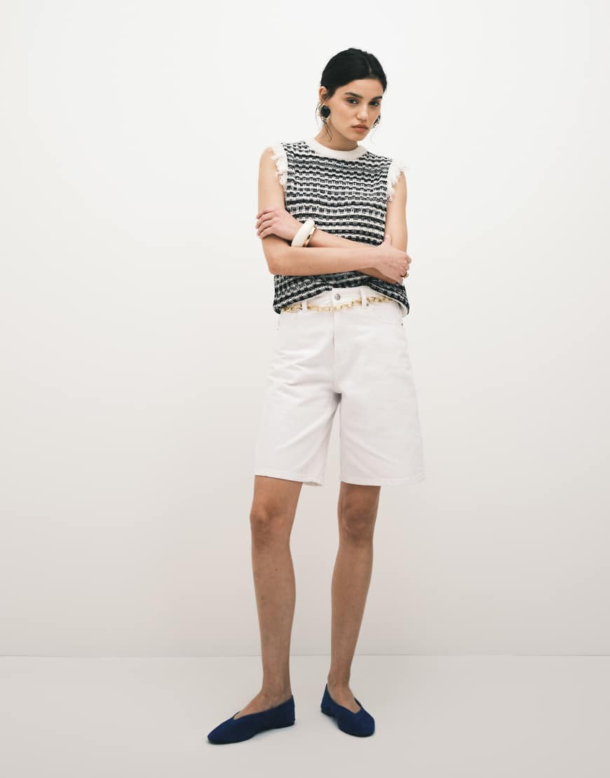 ASOS DESIGN denim bermuda shorts in white | ASOS (Global)