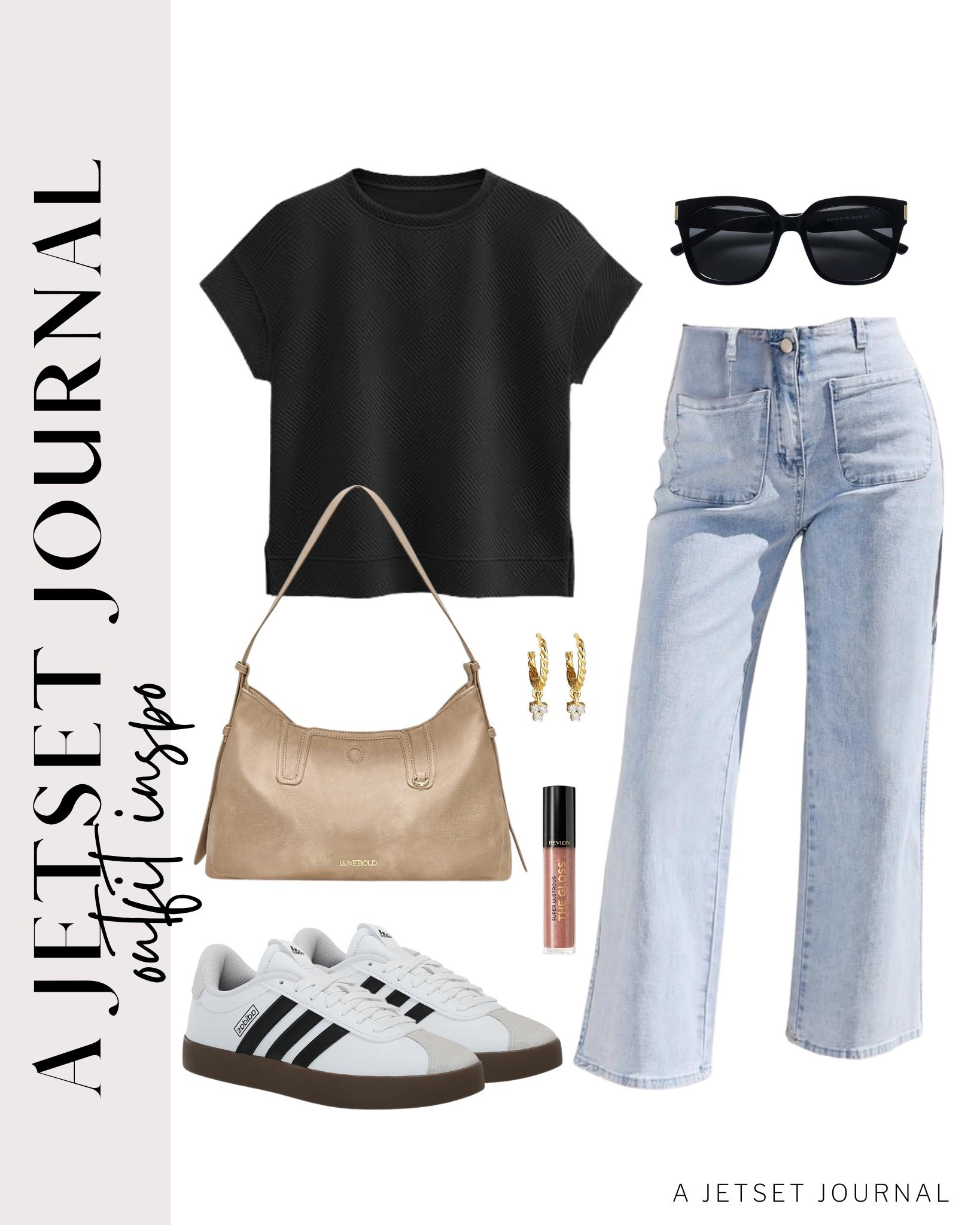 An easy way to style a comfy new T shirt and denim jeans!
cap sleeve top, wide leg jeans, huggie hoop earrings set, airport outfit, comfy outfit, transitional style, everyday look, running errand outfit idea, makeup favorite, beauty must have, affordable style, amazon fashion

#LTKSeasonal #LTKStyleTip #LTKU