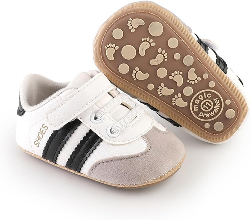 Newbron Baby Boys Girls Retro Sneakers Pu Leather Rubber Sole Walking Shoes Toddler Non-Slip Firs... | Amazon (US)