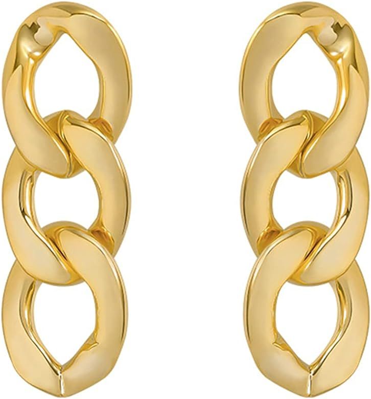 coadipress Chunky Cuban Chain Link Dangling Earrings for Women Girls Fashion 18K Gold Silver Plat... | Amazon (US)