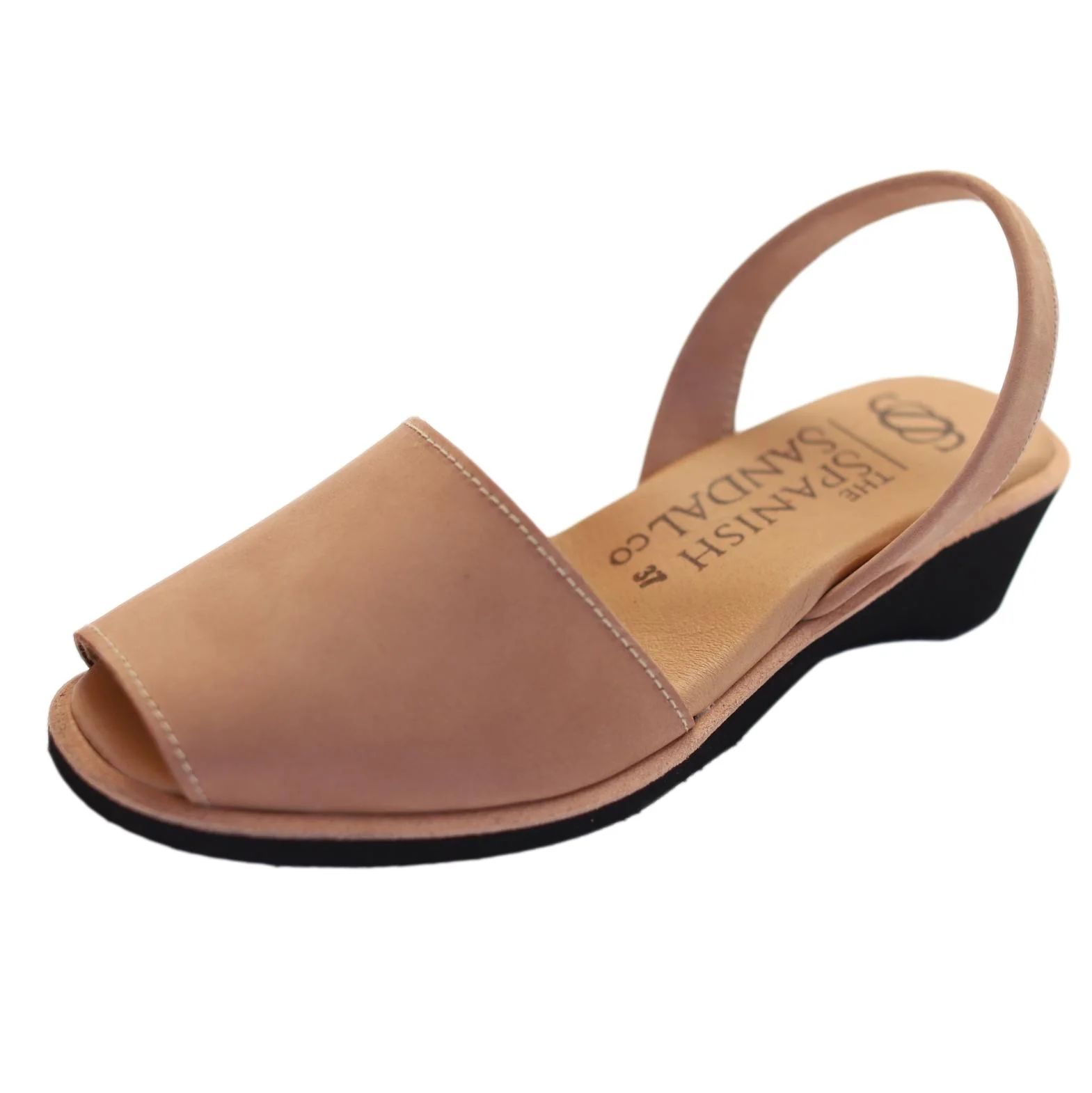 Tan nubuck midi wedge sandals | The Spanish Sandal Company