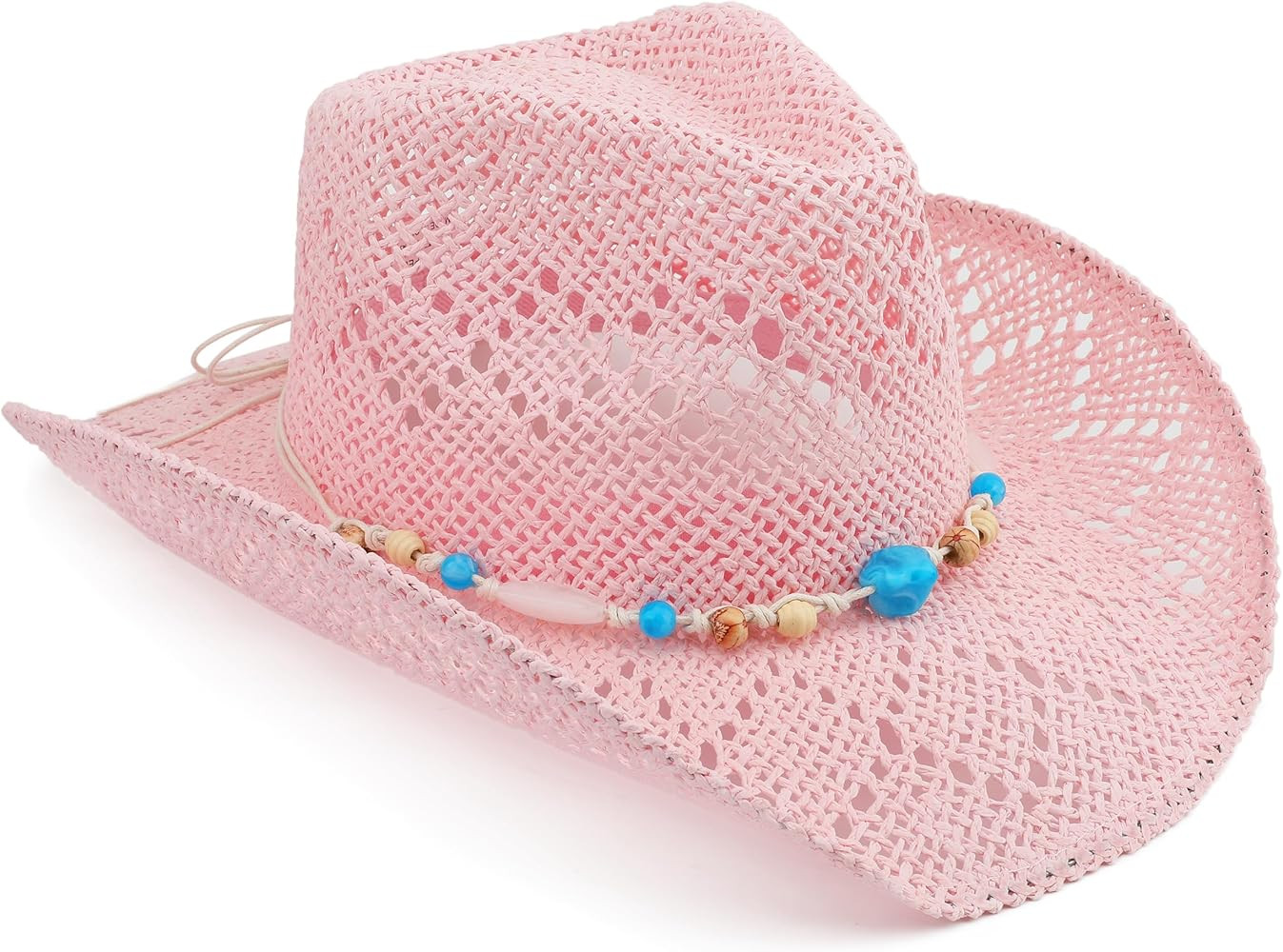 Straw Cowboy Hat for Women Men Sun Beach Western Cowgirl Hat | Amazon (US)
