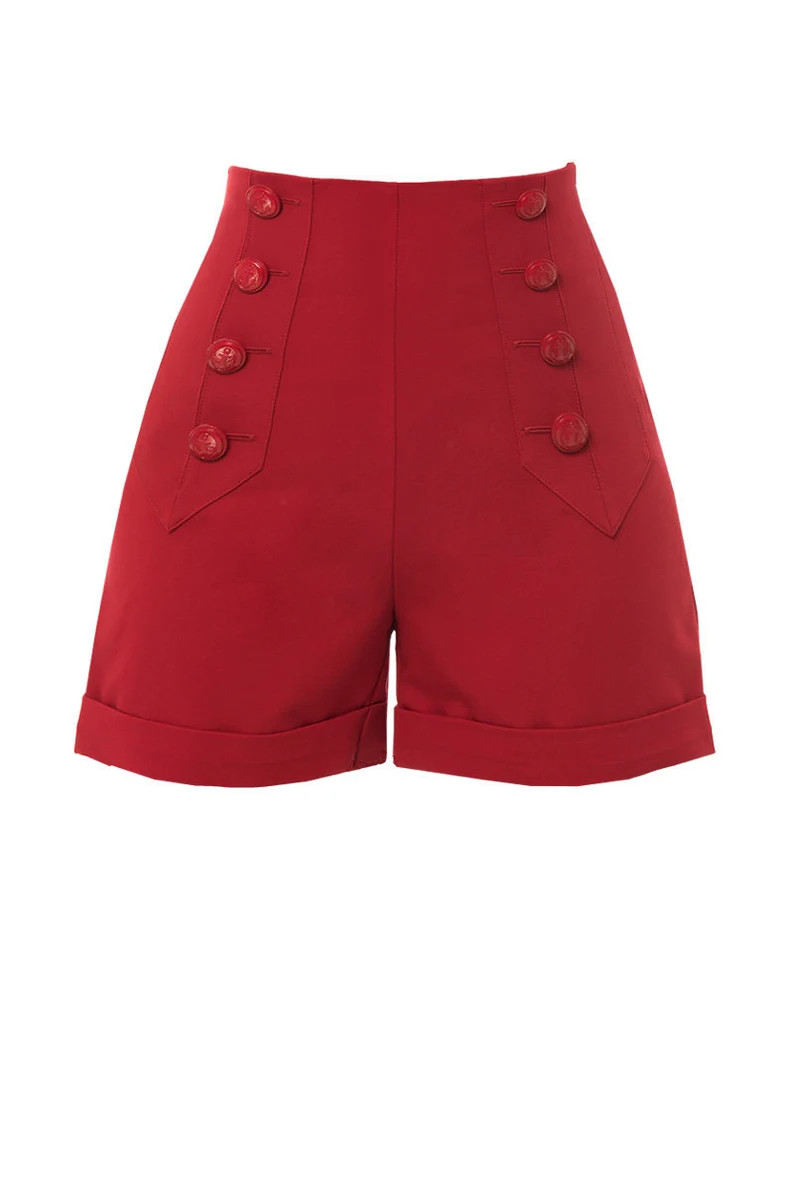 RED SAILOR SHORTS, 1940s style, high waisted, swing pants | Etsy (US)