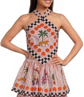 Jaipur Kite Cropped Halter Printed Coordinating Top | Dillard's